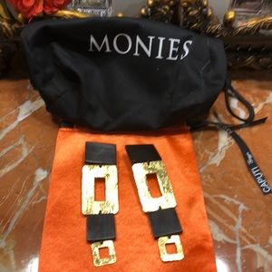 Monies Large Gold Foil and Black Ear clips